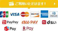 各種クレジットカード・電子マネーもご利用いただけます！